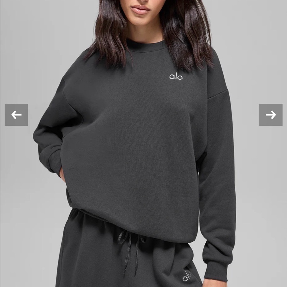 ALO Yoga Accolade Crew Neck Pullover Core: Anthracite XS NWT